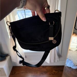 lululemon athletica Black Crossbody Bag with Gold Accents